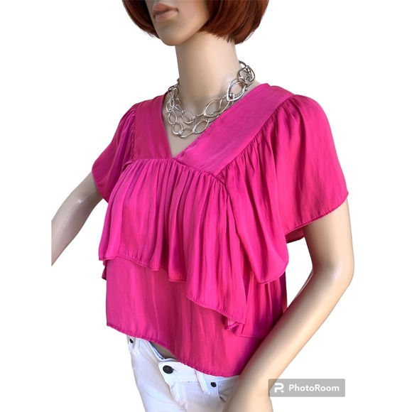 Zara Tops Zara Hot Pink Ruffle Top S Poshmark